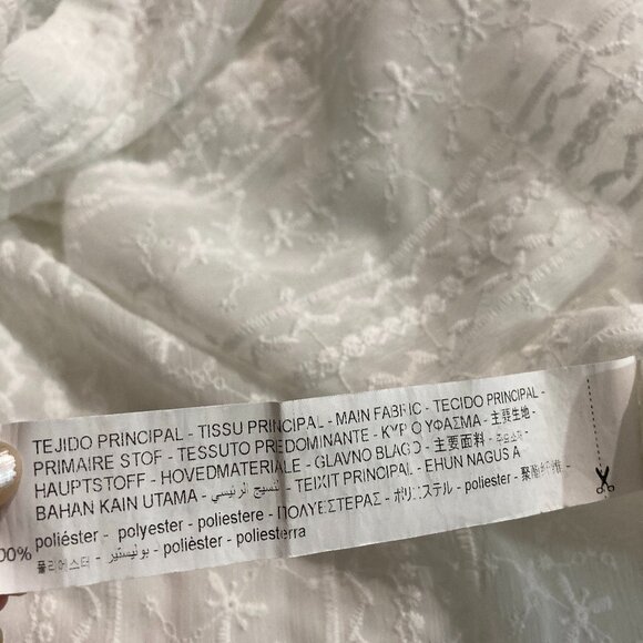 ZARA Long Sleeve Button Down Crop Top Eyelet Embroidered Semi sheer White M - Picture 7 of 11